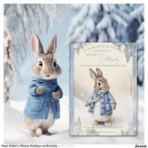Peter Rabbit's Winter Holidays 1st Birthday Invitation