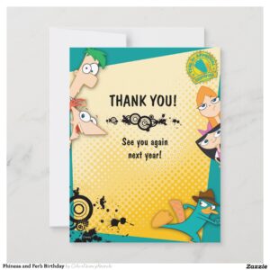 Phineas and Ferb Birthday Thank You Card