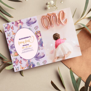 Photo Fairy First Enchanted Woodland 1st Birthday Invitation