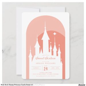 Pink Arch Disney Princess Castle Sweet 16 Invitation