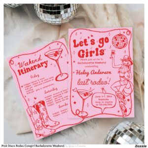 Pink Disco Rodeo Cowgirl Bachelorette Weekend Invitation