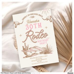 Pink Western Desert 30th Rodeo 30th Birthday Invitation