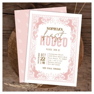 Pink Western First Rodeo Birthday Party Invitation