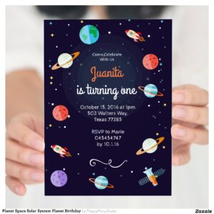 Planet Space Solar System Planet Birthday Invitation