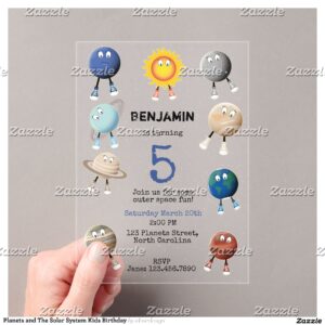 Planets and The Solar System Kids Birthday Acrylic Invitations