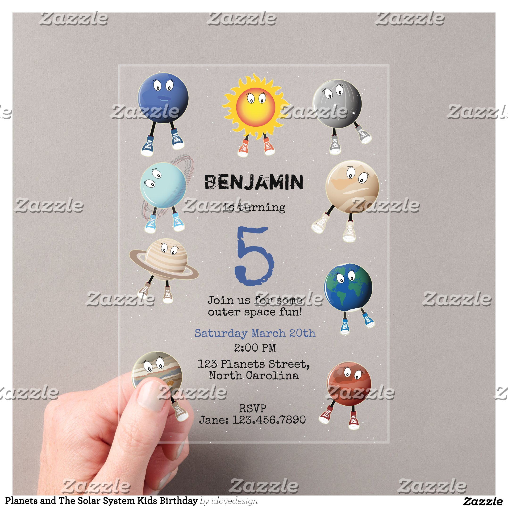 Planets and The Solar System Kids Birthday Acrylic Invitations