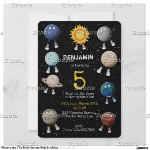 Planets and The Solar System Kids Birthday Invitation