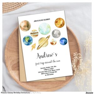 Planets Galaxy Birthday Invitations