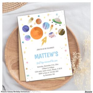 Planets Galaxy Birthday Invitations