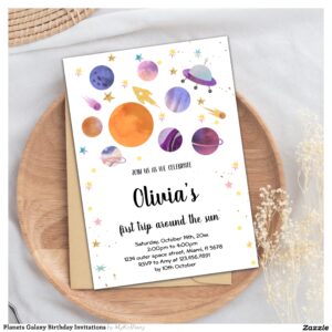 Planets Galaxy Birthday Invitations