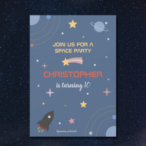 Planets & Rocket, Outer Space Birthday Invitation