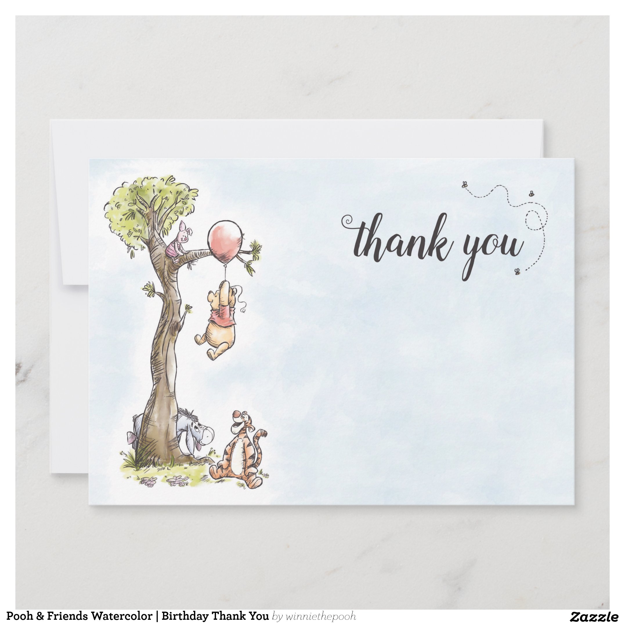 Pooh & Friends Watercolor Birthday Thank You