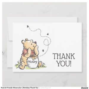 Pooh & Friends Watercolor Birthday Thank You