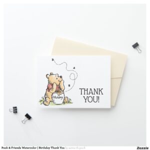 Pooh & Friends Watercolor Birthday Thank You