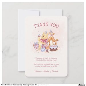 Pooh & Friends Watercolor Birthday Thank You