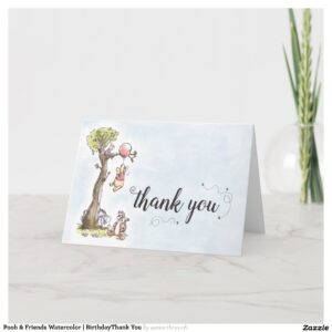 Pooh & Friends Watercolor BirthdayThank You Thank You Card