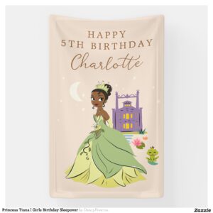 Princess Tiana l Girls Birthday Sleepover Banner