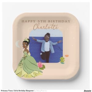 Princess Tiana l Girls Birthday Sleepover Paper Plates
