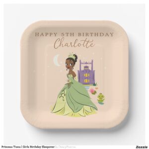 Princess Tiana l Girls Birthday Sleepover Paper Plates
