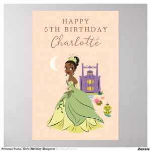 Princess Tiana l Girls Birthday Sleepover Poster