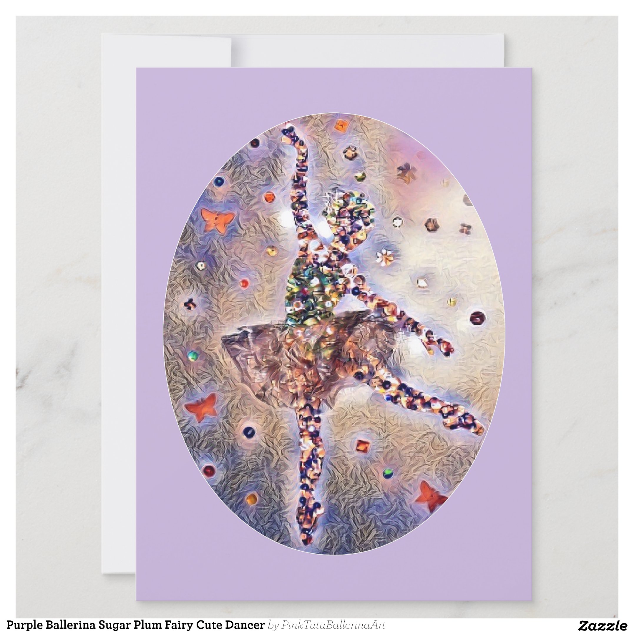 Purple Ballerina Sugar Plum Fairy Cute Dancer Save The Date