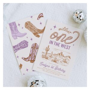 Purple Cowgirl First Birthday Invitation