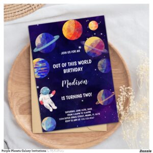 Purple Planets Galaxy Invitations