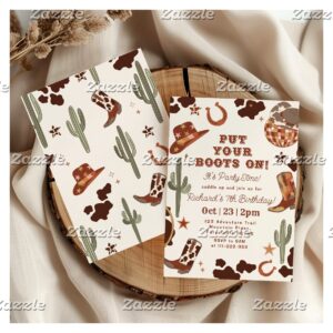 Put your Boots on Rodeo Boy birthday party Invitation