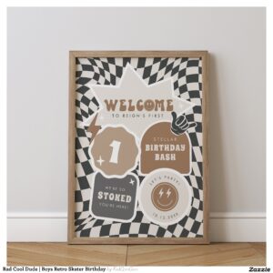 Rad Cool Dude Boys Retro Skater Birthday Poster