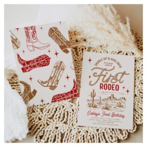 Red First Rodeo Birthday Invitation