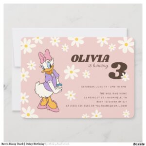 Retro Daisy Duck Daisy Birthday Invitation