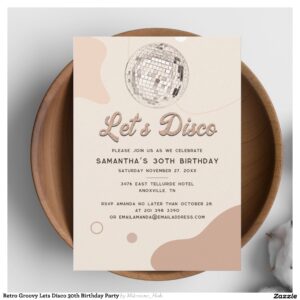 Retro Groovy Lets Disco 30th Birthday Party Invitation