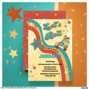 Retro Roller Skating Birthday Party Invitation