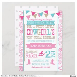 Rhinestone Cowgirl Rodeo Birthday Party Invitation