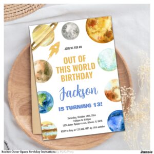Rocket Outer Space Birthday Invitations