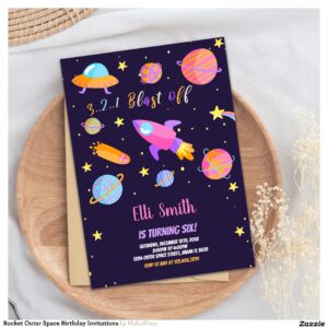 Rocket Outer Space Birthday Invitations