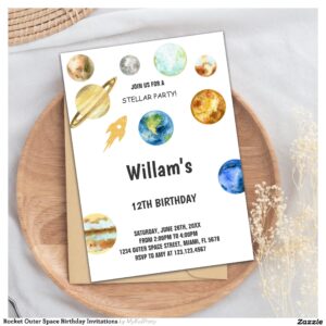 Rocket Outer Space Birthday Invitations
