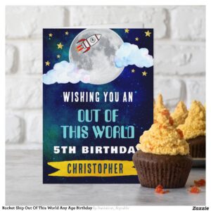 Rocket Ship Out Of This World Any Age Birthday Card