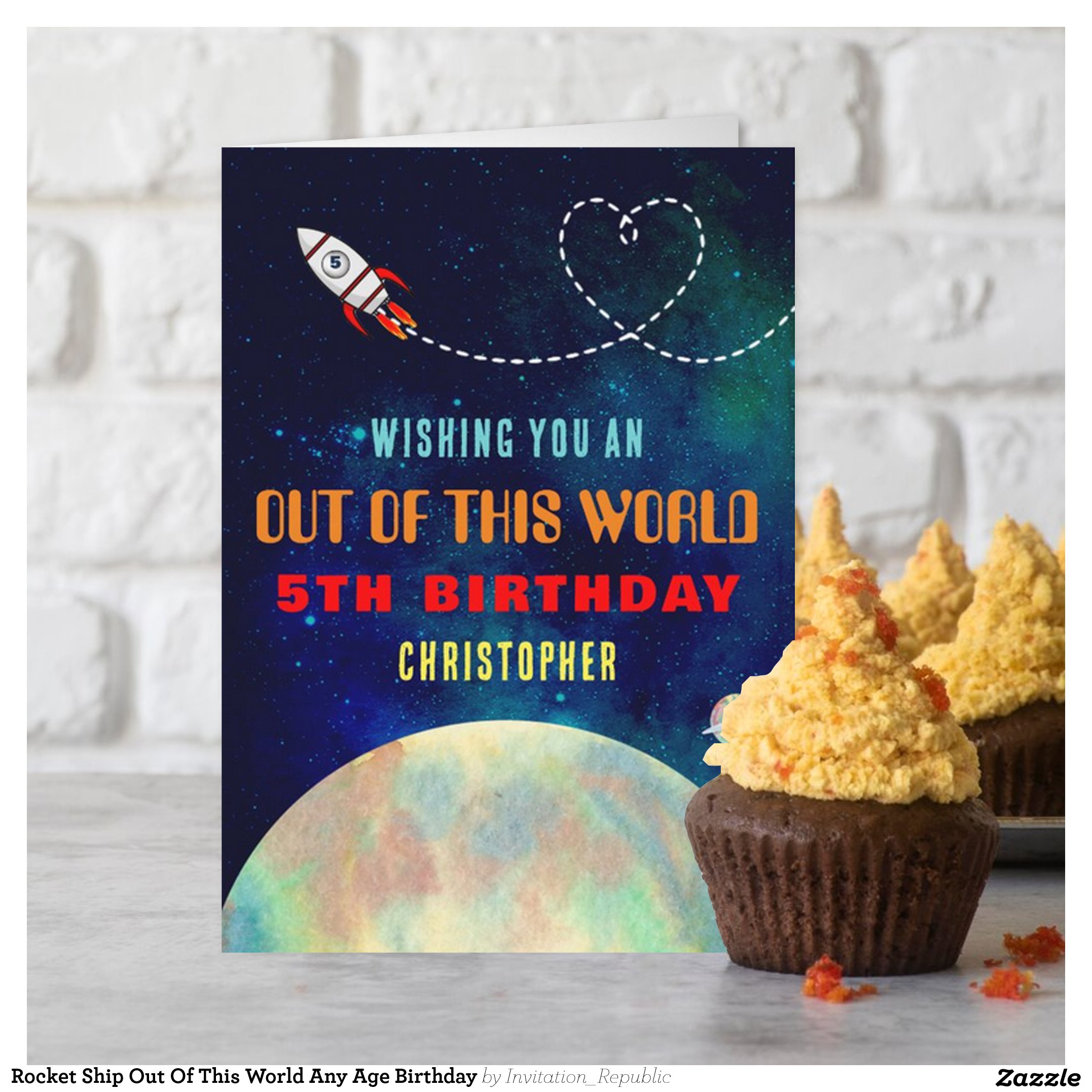 Rocket Ship Out Of This World Any Age Birthday Card