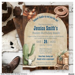 Rodeo Themed Adult Birthday Invitation