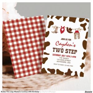 Rodeo Two step Western Cowboy 2ND Birthday Invitation