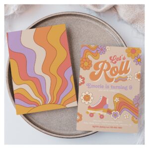 Roller Skate Birthday Invitation Groovy Skate