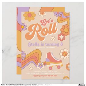 Roller Skate Birthday Invitation Groovy Skate