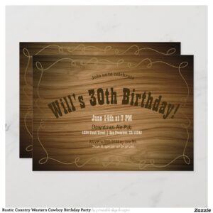 Rustic Country Western Cowboy Birthday Party Invitation