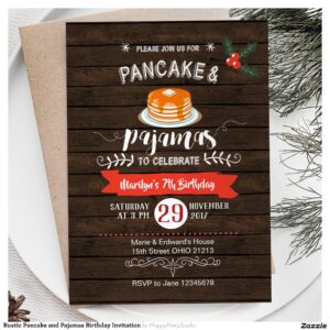Rustic Pancake and Pajamas Birthday Invitation