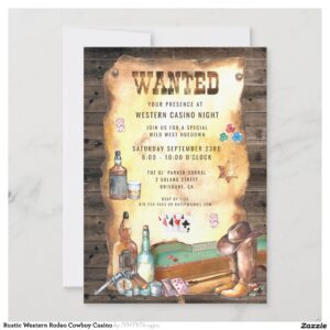 Rustic Western Rodeo Cowboy Casino Invitation