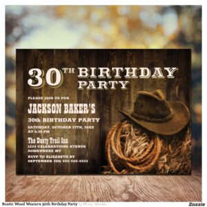 Rustic Wood Western 30th Birthday Party Invitation
