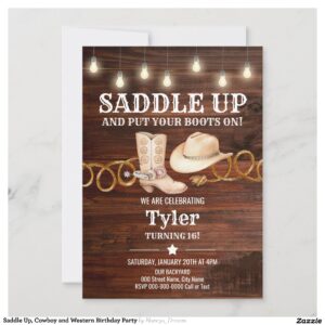 Saddle Up, Cowboy and Western Birthday Party Invitation
