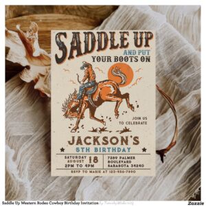 Saddle Up Western Rodeo Cowboy Birthday Invitation