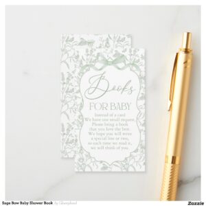 Sage Bow Baby Shower Book Enclosure Card